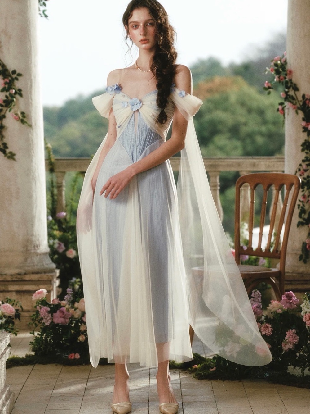 NEW LaceMade Blue Iris Bird Corset Dress Size S